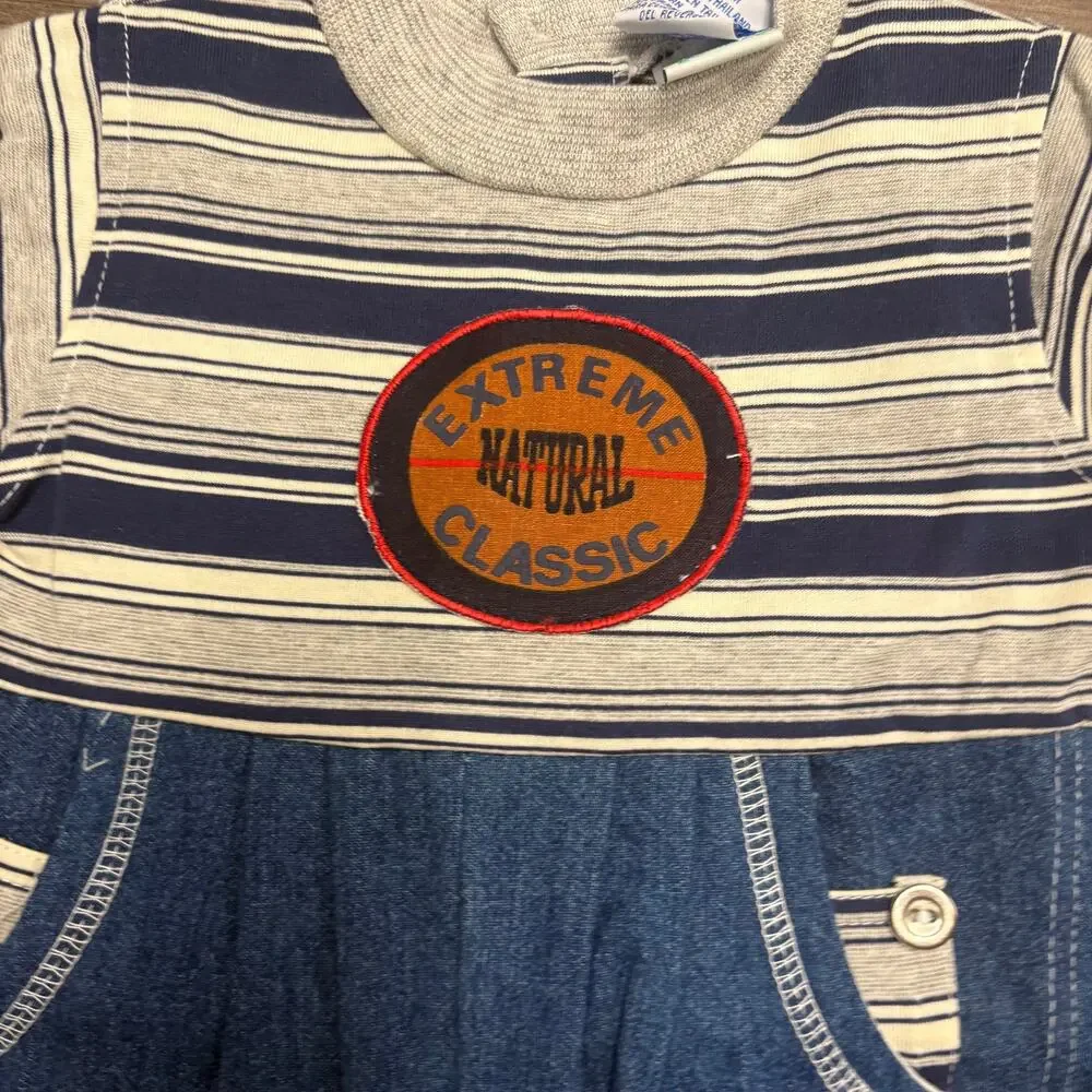 Vintage Little By Little Denim Romper & Vest Set 0 to 6M